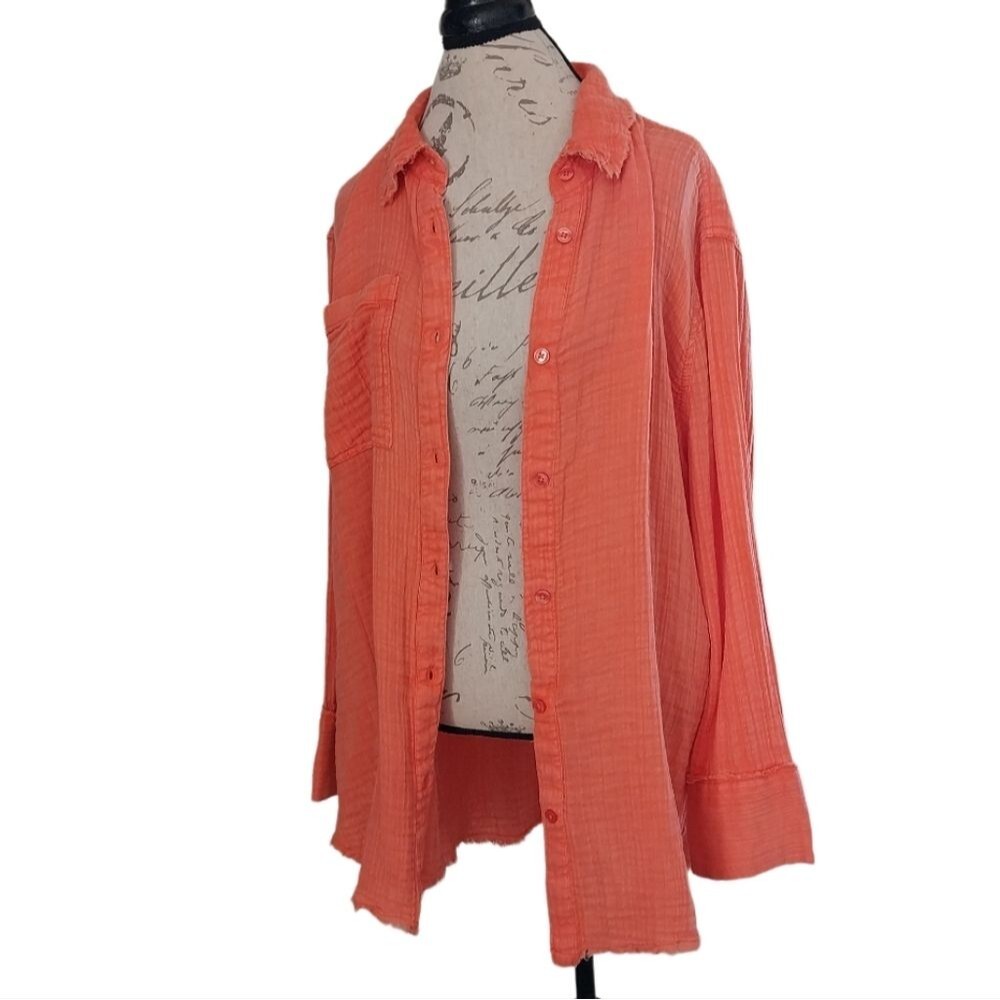 Urban Outfitters Blouse Orange Button Up Women's Large NWT